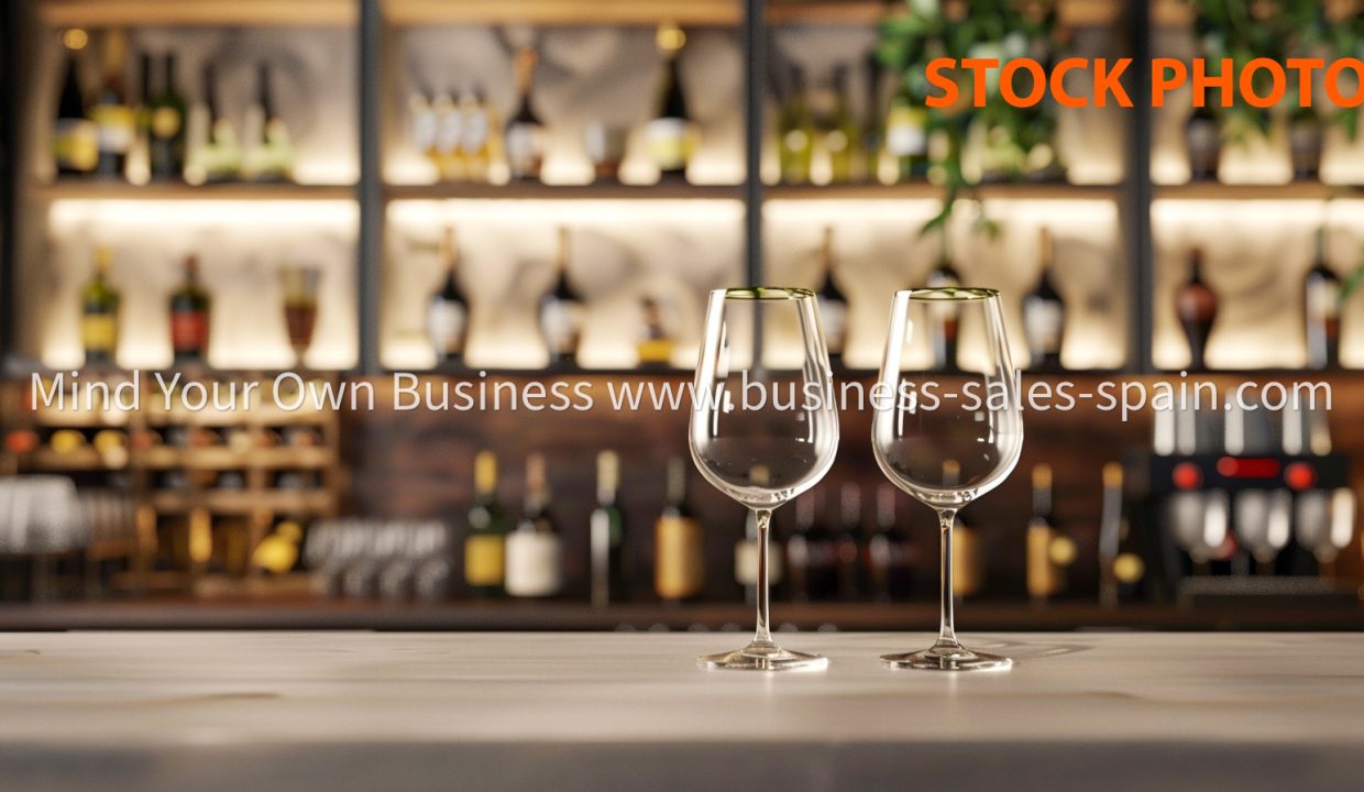 restaurant bar with blank wine glass mockups for wine tasting events