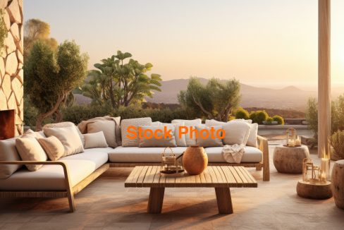 modern living room with view to the lake